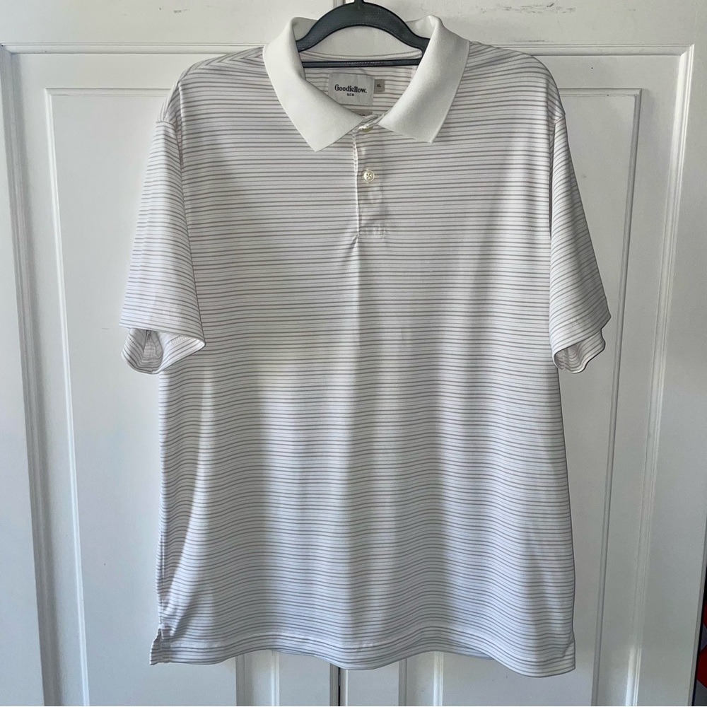 Goodfellow & Co Polo White & Grey Stripes